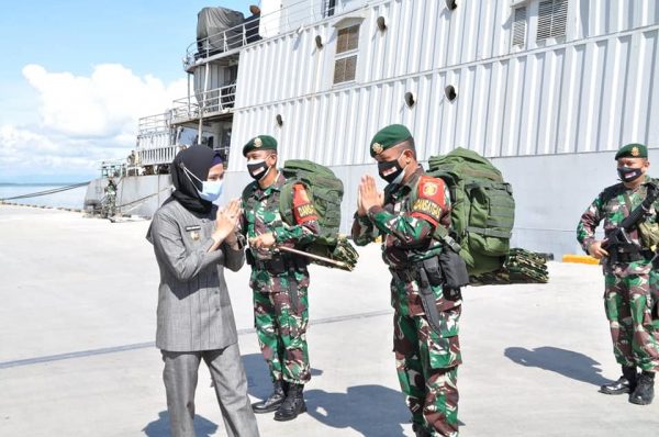 Bupati Nunukan Sambut Satgas Pamtas RI-Malaysia Batalyon Arhanud 16/Sula Bhuana Cakti